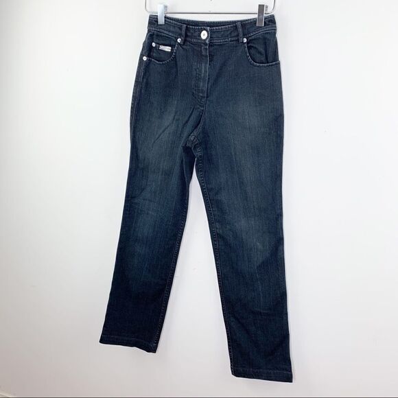 St John Sport Black Dark Wash Denim High-rise Pants‎ Jeans 2 - Picture 1 of 11